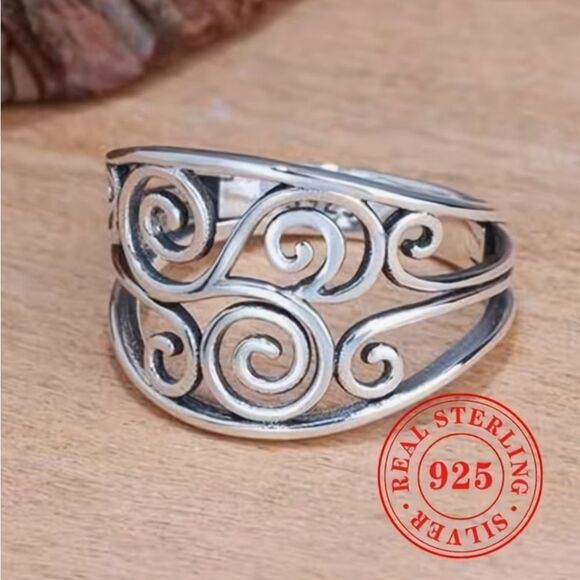 🩶 NEW 925 Sterling Silver Filigree Swirl Design Ring 🩶 - Picture 5 of 6